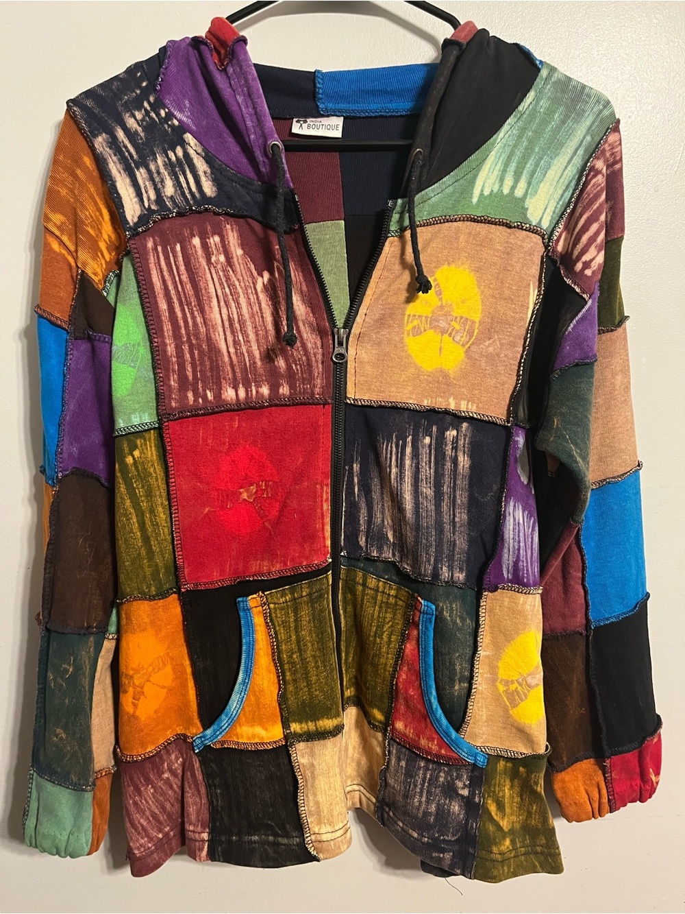 India Boutique Colorblock Hoodie with Vibrant Panels